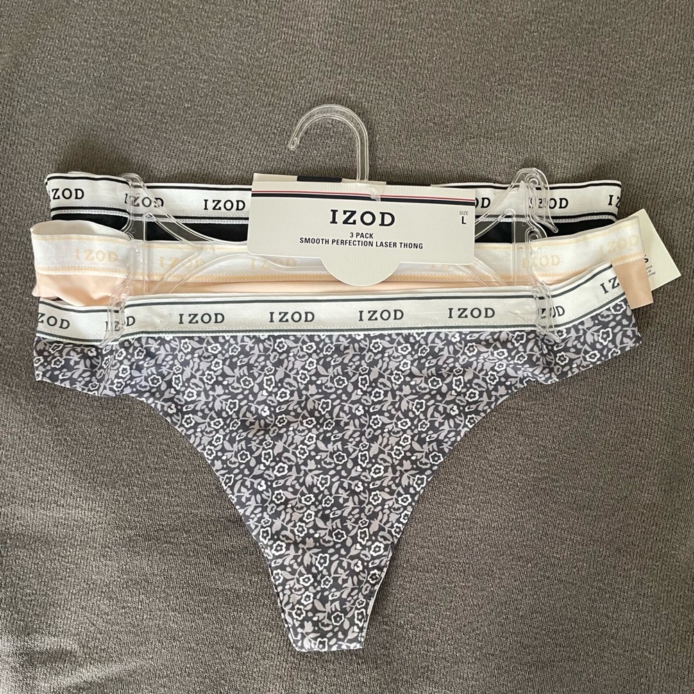NEW 3-pack IZOD smooth perfection laser thongs, size L.